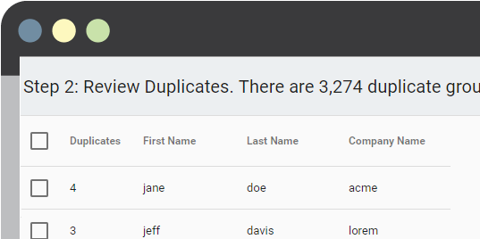 review duplicate contacts