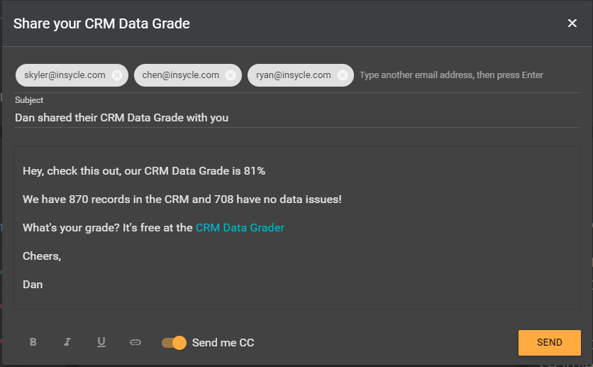 Share CRM Data Report